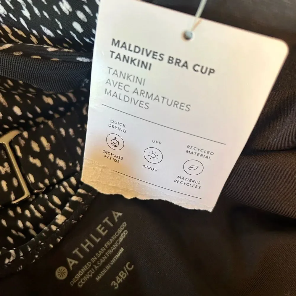 Athleta Maldives Bra top tankini swim sport top animal print NWTSz-34-B/C.   AA3 - Picture 9 of 11